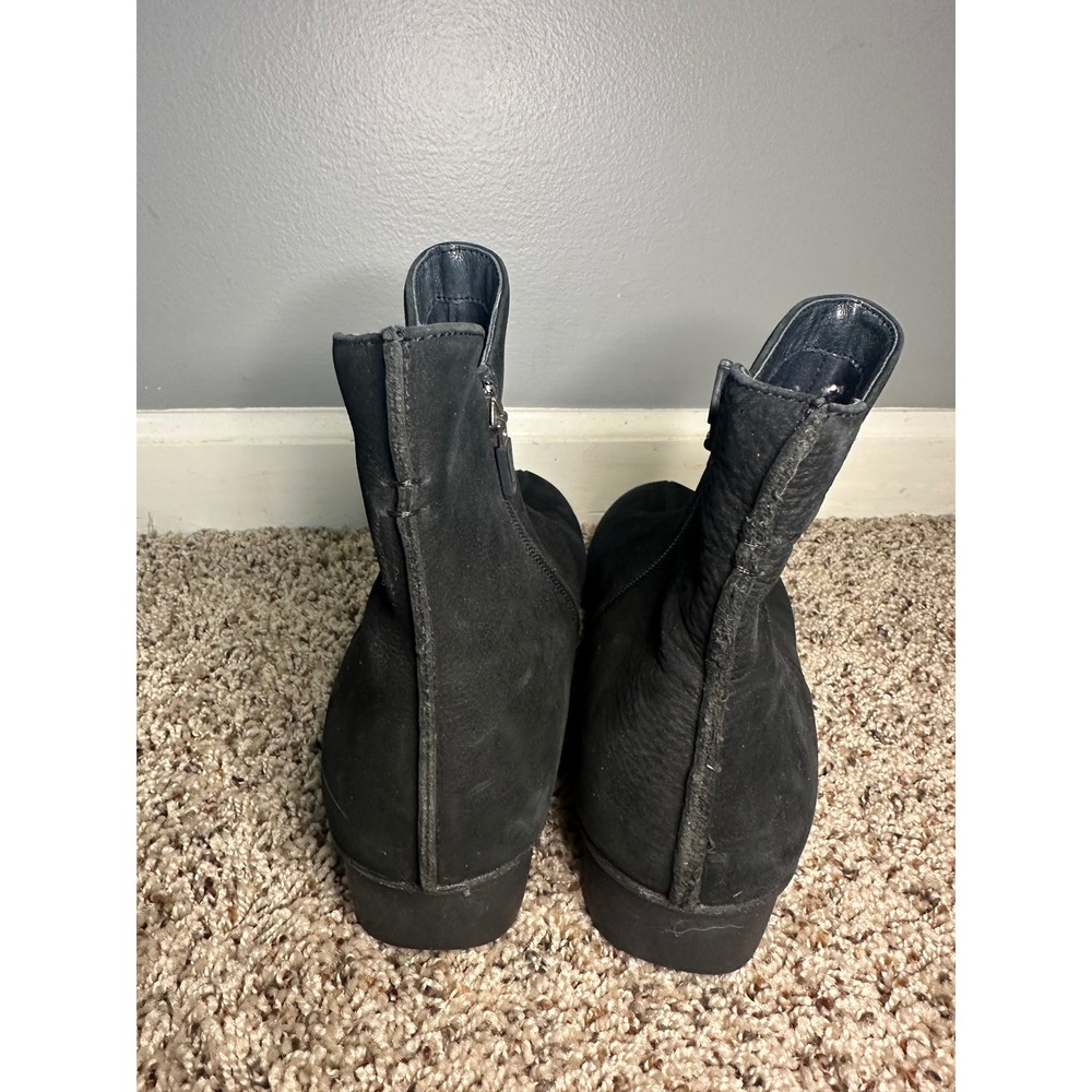 Dansko Womens Black Nubuck Leather Ankle Boots Side Zip Wedge Booties 40 - Picture 3 of 9
